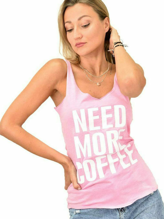 Women's sleeveless T-shirt with print Pink 13238