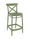 Hocker für Bar Für den Außenbereich aus Polypropylen Cross Bar 65 Olive Green 1Stück 50x45x96cm