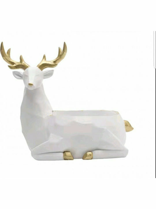 Natural Home Weihnachtliche Kunststoff Figur Hirsche Weiß Länge 25cm