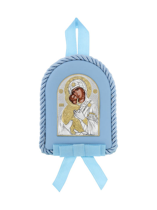 Prince Silvero Saint Icon Kids Talisman with Virgin Mary Blue from Silver MA-D1110O-C