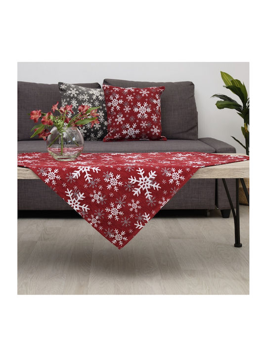 Dimeco Chenille Christmas Tablecloth Fabric Red L135xW135cm 1pcs