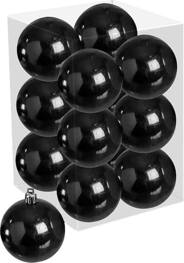 Hängendes Kugel Ornament Ornament Kunststoff Schwarz 6cm Set 12Stück