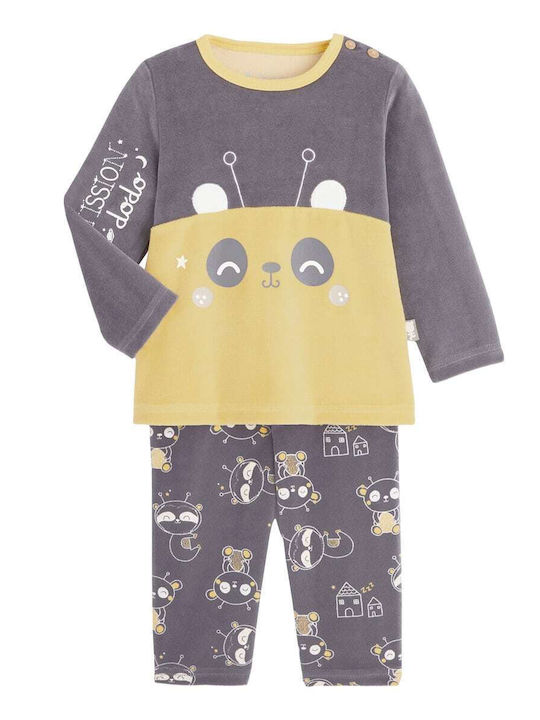 Petit Beguin Πιτζάμα Pyjama Bebe Garcon 2 Pieces Velours Mission Dodo 6011434-MISSIO Γκρι Σκούρο Αγόρι