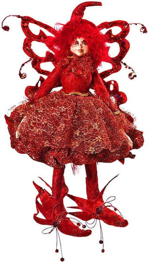 JK Home Decoration Christmas Ceramic Figure Fairy Red Height 30cm