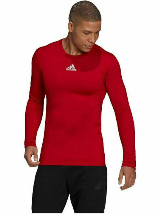 Adidas TechFit Warm Ανδρική Μπλούζα Μακρυμάνικη Κόκκινη
