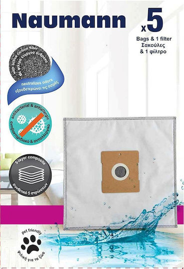 Naumann General Use Aeg Σακούλες Σκούπας 5τμχ Συμβατή με Σκούπα AEG