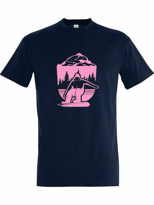 T-shirt Unisex " Snowboarding in the Mountains " French navy
