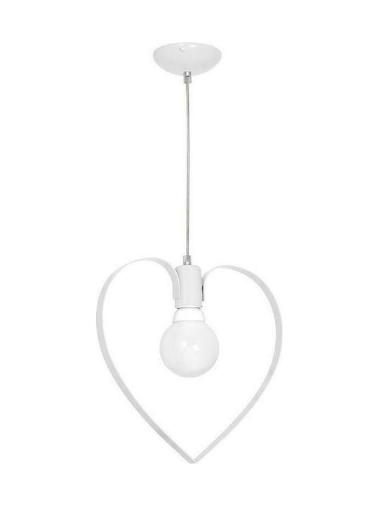 Milagro Love Single Bulb Kids Lighting Pendant Metallic 60W with Drive Size E27 Λευκό