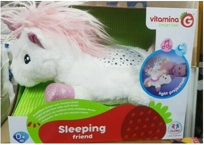 Globo Sleep Toy Projector Unicorn made of Fabric with Music and Light for 0++ Months