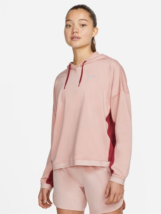 Dri-FIT Therma Γυναικείο Φούτερ με Κουκούλα Ροζ