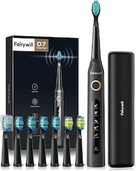 FairyWill D7 FW-507 Plus Electric Toothbrush with Timer and Travel Case Black