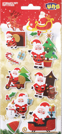 Luna Χριστουγεννιάτικα Αυτοκόλλητα Puffy Stickers Mix 10x22εκ. Mix Santa & Trees