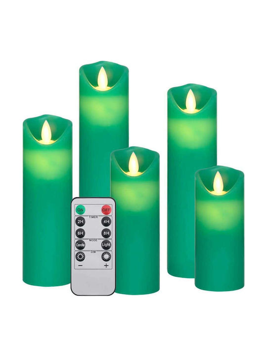 vidaXL Διακοσμητικό Φωτιστικό Κερί LED Μπαταρίας σε Πράσινο Χρώμα