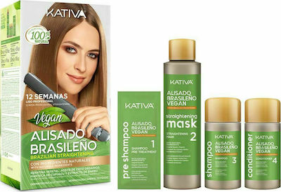 Kativa Vegan Brazilian Straightening Σετ Κερατίνης για Ισιωτική, με Σαμπουάν και Μάσκα 5τμχ