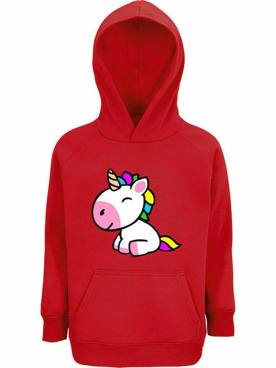 Παιδικό Φούτερ, Organic " Cute Little UNICORN " Red