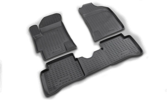 Novline Set of Front and Rear Mats 4pcs Tray Type for Kia Rio Black