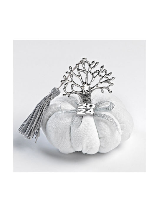 Adorex Tabletop Lucky Charm Pumpkin and Tree White / Silver made of Fabric 2024 13x13cm 1pcs