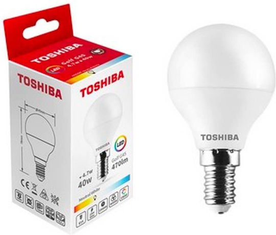 Toshiba N_STD Λάμπα LED 4.7W για Ντουί E14 και Σχήμα G45 Φυσικό Λευκό 470lm