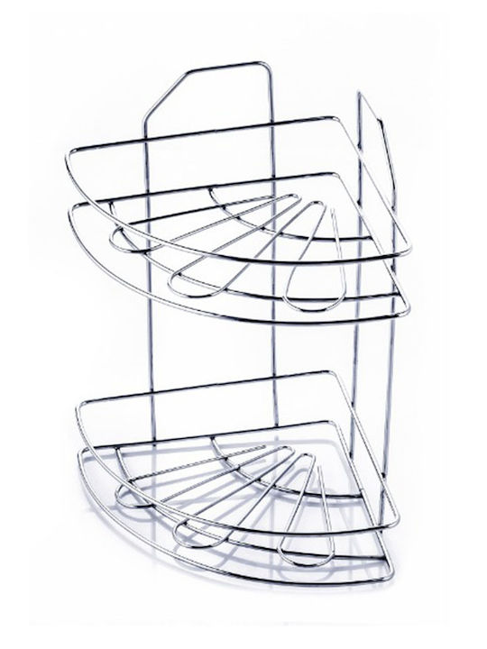 Klikareto 100-02701 Corner Wall Mounted Bathroom Shelf Metallic with 2 Shelves 47x46x36cm Silver