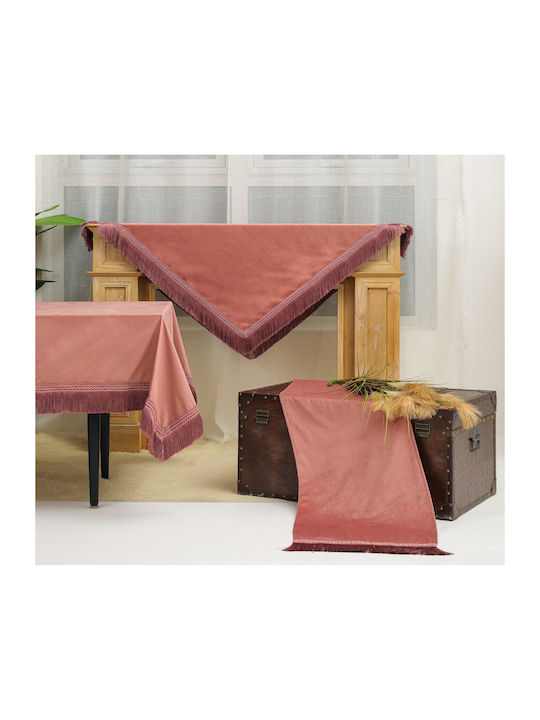 Liolios Home Polyester Checkered Tablecloth Old Pink 135x135cm
