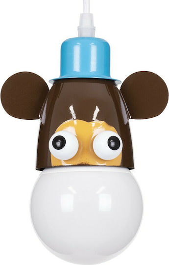 GloboStar Einfaches Kinderzimmer-Deckenleuchte Hängend aus Metall mit E27-Fassung Hellblau - Braun 10,5x13,5cm
