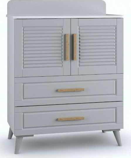 Truva Βρεφική Συρταριέρα με 2 Συρτάρια Γκρι 80x50x150cm