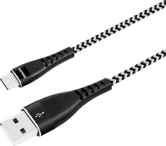 Philips Braided USB 3.0 Cablu USB-C bărbătesc - USB-A 15W Negru 2m (DLC5206A/00)