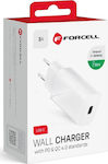 Forcell Charger Without Cable with USB-C Port 25W Power Delivery / Quick Charge 4.0 Whites (5903396123757)