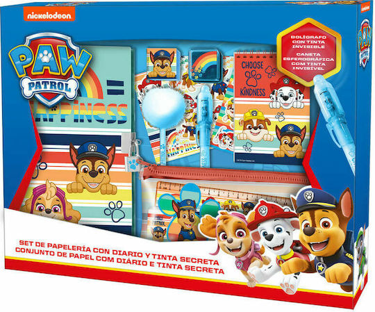 Kids Licensing Paw Patrol Kinder Schreibwarenset mit Bleistift, Spitzer, Radiergummi, Notizbuch, Kugelschreiber, Mechanischer Bleistift, Lineal und Etui