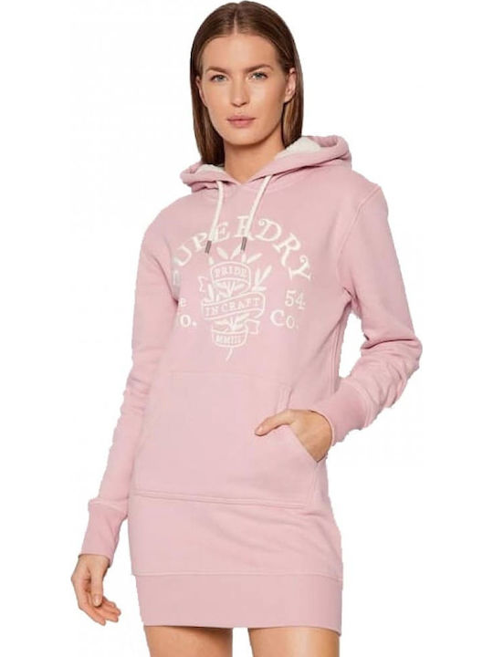 Pride In Craft Mini Athletic Dress Long Sleeve Hooded Pink