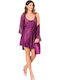 Moongirl Women's Satin Robe with Nightdress Purple