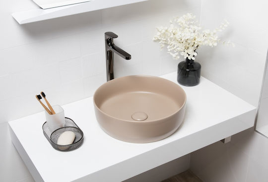 Swiss Aqua Technologies Infinitio Επικαθήμενος Νιπτήρας Κεραμικός 39x39x12cm Taupe Ματ