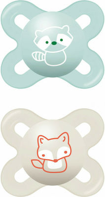 Mam Orthodontic Pacifiers Silicone Start Raccoon / Bunny Beige-Blue for 0-2 months 2pcs