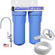Pentair 3GSL DUO Water Filtration System Double Under Sink Pipe Cross Section 1/4'' with Faucet