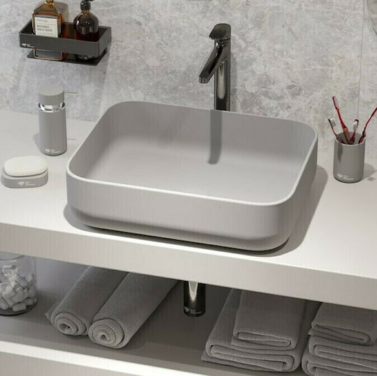 Swiss Aqua Technologies Infinitio Επικαθήμενος Νιπτήρας Κεραμικός 50x39x13cm Γκρι Ματ Swiss Aqua Technologies Infinitio Επικαθήμενος Νιπτήρας Κεραμικός 50x39x13cm Γκρι Ματ