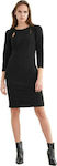 Bill Cost 10-320501-0 Midi All Day Φόρεμα με Μανίκι 3/4 Μαύρο