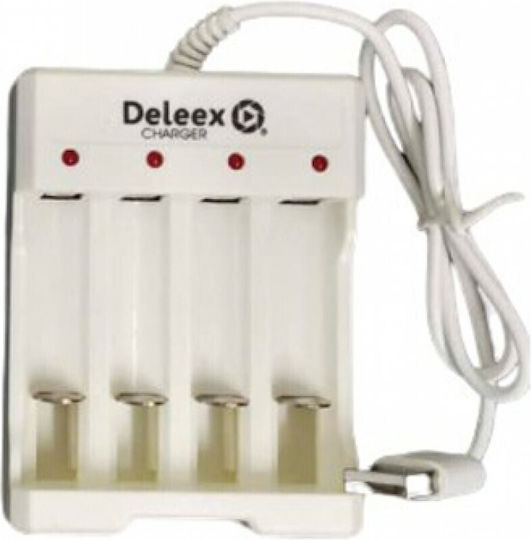 Deleex DX-0604U Зарядно 4 за батерии Ni-Cd/Ni-MH Размер AA/AAA в Бял цвят