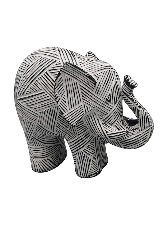 Espiel Διακοσμητικός Ελέφαντας Πολυρητίνης Μαύρος/Λευκός 22.3x9.1x18.8cm