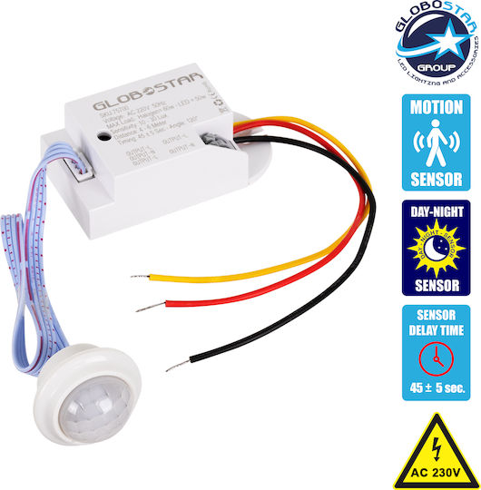 GloboStar Wired Infrared Motion Sensor 360° Detection Angle 6m Scope