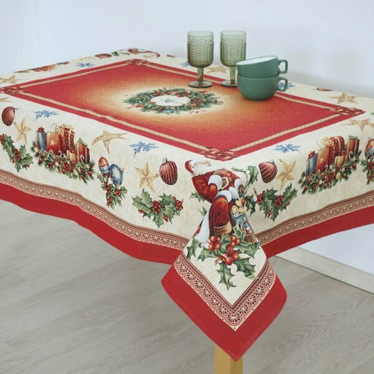 Dimeco Dimeco Christmas Tablecloth Fabric Red L180xW140cm.