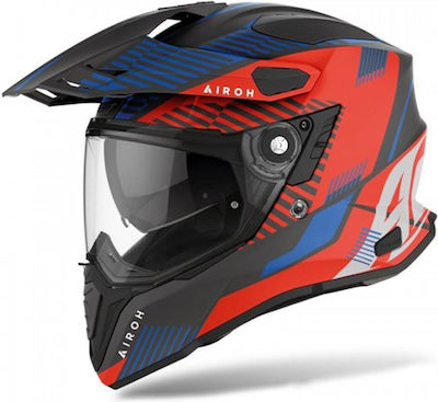 Airoh Commander Boost On-Off Helmet with Sun Visor 1430gr Blue/Red Mat AIR000KRA252