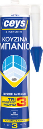 Ceys Tri Protect Moho Σφραγιστική Σιλικόνη Αντιμουχλική Λευκή 280ml