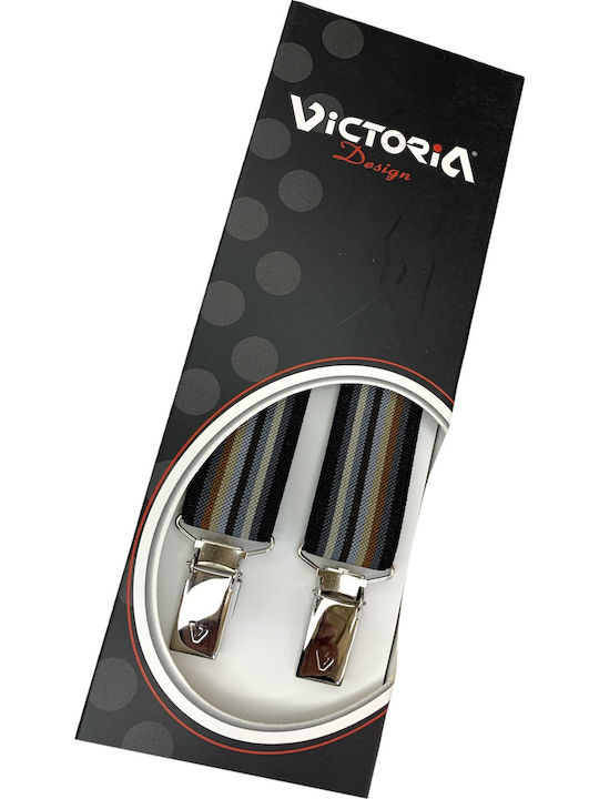 Victoria Striped Hosenträger unisex bei 25mm, mit elastischen Länge 120 cm (einstellbar) CODE (61025-387C) bunt.