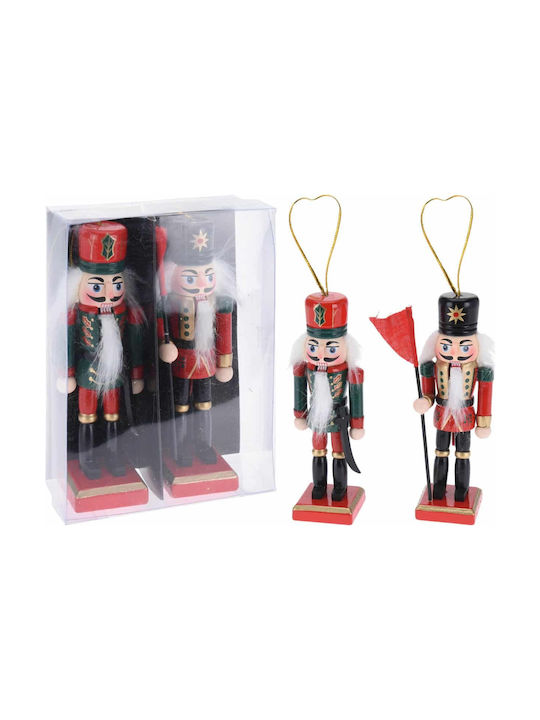 JK Home Decoration Christmas Wooden Nutcracker Ornament Multicolour 2pcs