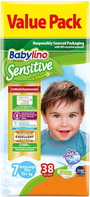 Babylino Scutece cu bandă adezivă Chamomile Sensitive Nr. 7 pentru 15+ kgkg 38buc