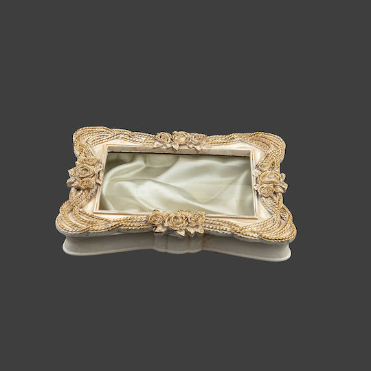 La Vista Tabletop Rectangle Wedding Crown Case Wooden Ivory/Gold 23x30cm