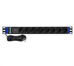 Safewell Πολύπριζο Rack 19" 1U 8 Θεσεων Με Προστασια Υπερτασης 4000W 16A Αλουμινιου