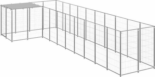 vidaXL Hundetore 7,26 m² aus Metall in Silber Farbe 220 x 550 x 110cm