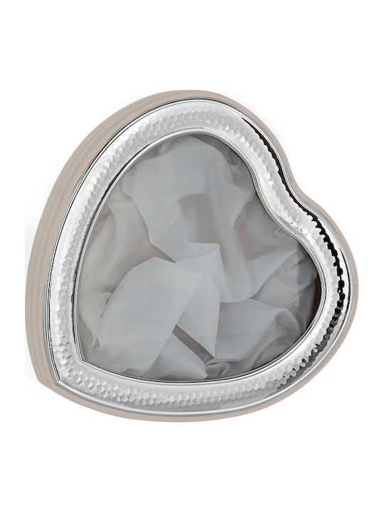 Prince Silvero Tabletop Heart Shaped Wedding Crown Case Silver/White 26x24cm