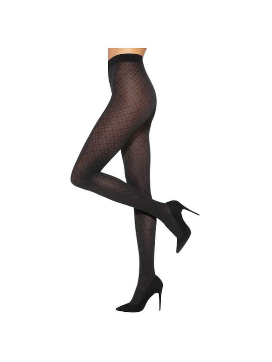 Women's black tights with 50Den print